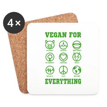 VÉGÉTARIEN Cadeau Protecteur animal pour Vegan VEGAN - Dessous de verre (lot de 4) - blanc - Devant