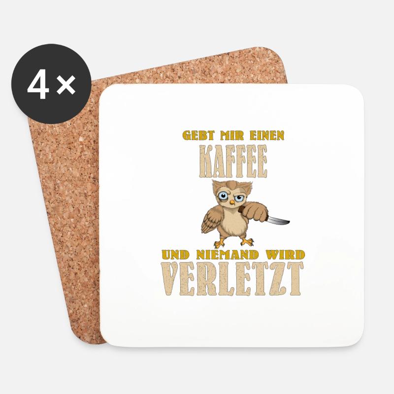 Eule Barista Lebensretter Kaffee Coffee Cappuccino - Untersetzer (4er-Set) - Weiß