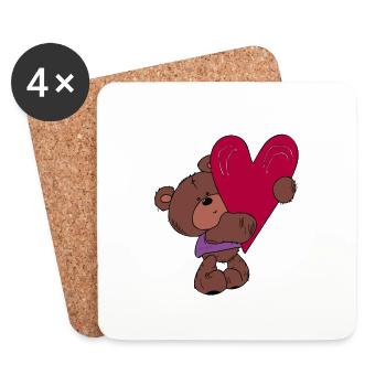 Love Teddy Bear - Coasters (set of 4) - white - Front