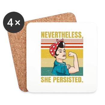 Nevertheless She Persisted - Political Sarcastic - - Untersetzer (4er-Set) - Weiß - Vorne