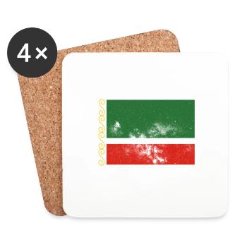 Chechnya Tschetschenische Flagge Vintage Effekt - Untersetzer (4er-Set) - Weiß - Vorne
