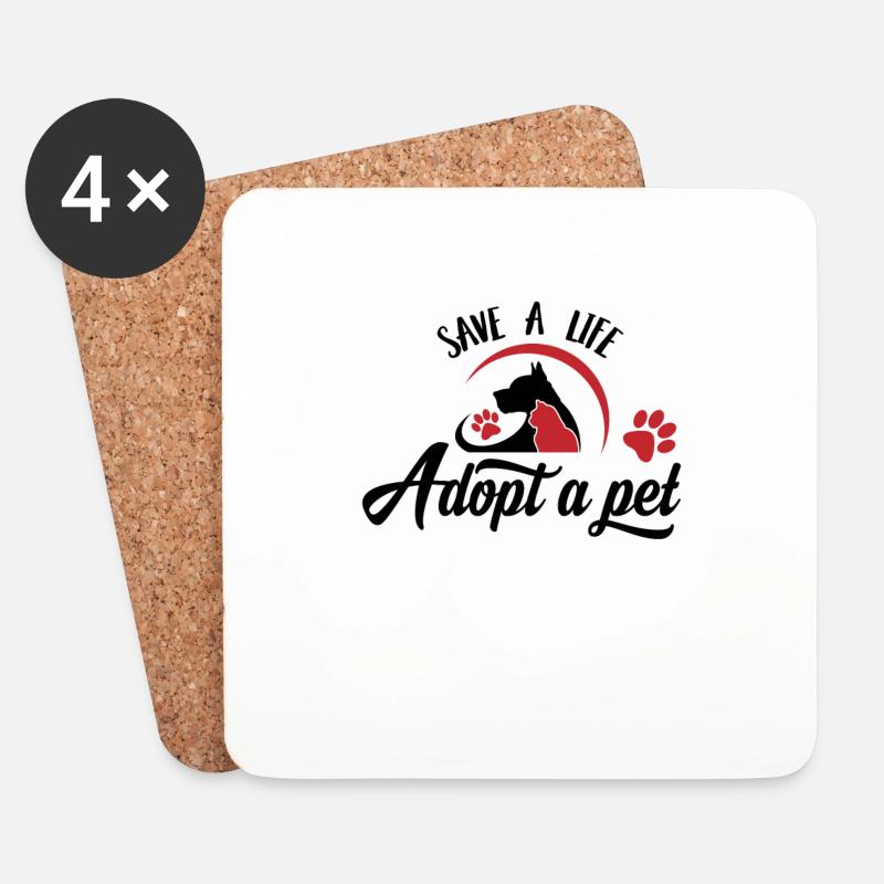 Rette Ein Leben Adoptiere Ein Haustier - Untersetzer (4er-Set) - Weiß