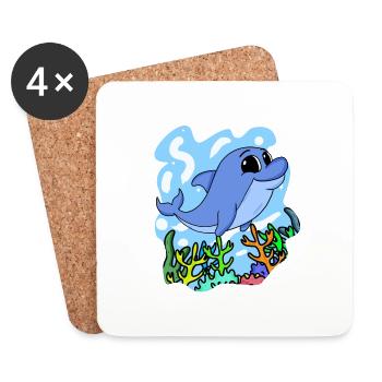 Dolphin - Coasters (set of 4) - white - Front