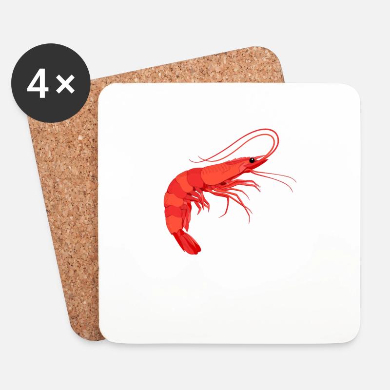 Garnele Shrimp keep it Shrimple Aquarium Garnelen - Untersetzer (4er-Set) - Weiß