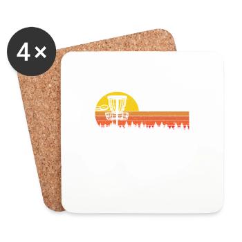 Sunset Frisbee Vintage Disc Golf Ultimate - Coasters (set of 4) - white - Front