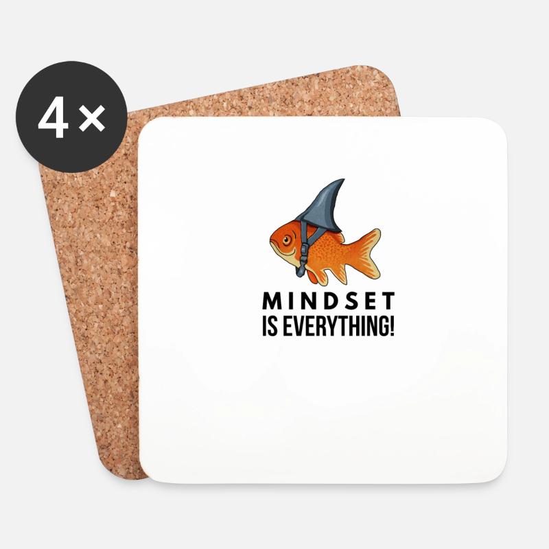 Motivational, Mindset is Everything, Goldfish - Untersetzer (4er-Set) - Weiß