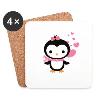 Sweet penguin with heart celebrates love - Coasters (set of 4) - white - Front