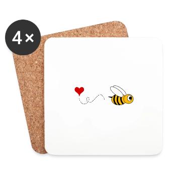 Bee My Valentine Funny Valentines Day süß - Untersetzer (4er-Set) - Weiß - Vorne