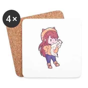 Girl cat cat lover - Coasters (set of 4) - white - Front