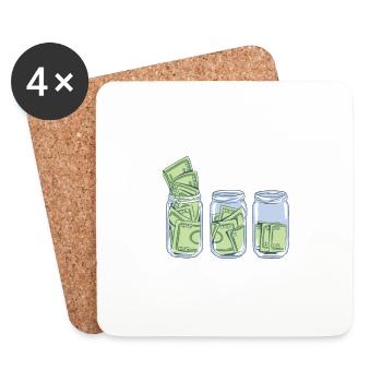 Dollarnoten in einem Glas - Untersetzer (4er-Set) - Weiß - Vorne