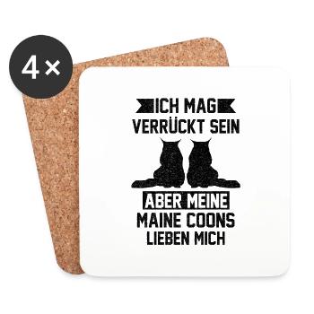 Maine Coon Katze Katzenliebhaber Lustige Sprüche - Untersetzer (4er-Set) - Weiß - Vorne