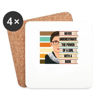 Ruth Bader Ginsburg Quote Women's Interest Fun Gif - Coasters (set of 4) - white - Front