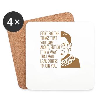 Ruth Bader Ginsburg Leading Voice On Women's Right - Coasters (set of 4) - white - Front