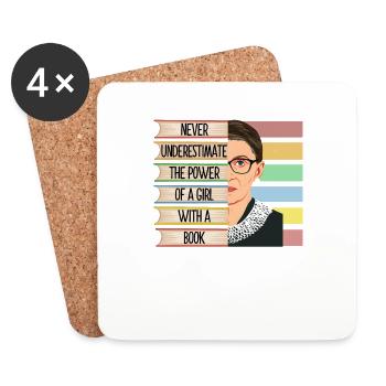 Never Under Estimate The Power Of A Girl With A Bo - Coasters (set of 4) - white - Front