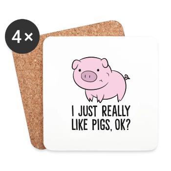 I Just Really Like Pigs, OK? Kids Boys Love Pigs - Coasters (set of 4) - white - Front