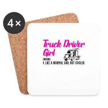 fille de chauffeur de camion - Dessous de verre (lot de 4) - blanc - Devant