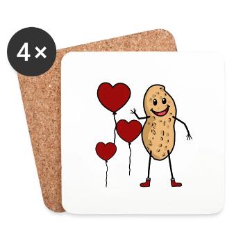 Congratulations Birthday Peanut Heart Nut Greeting - Coasters (set of 4) - white - Front