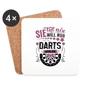 Sie tut nix Sie will nur Dart spielen - Untersetzer (4er-Set) - Weiß - Vorne