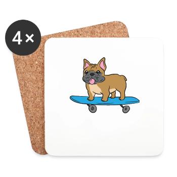 Skateboarding French Bulldog Kids Skater Bulldog - Coasters (set of 4) - white - Front