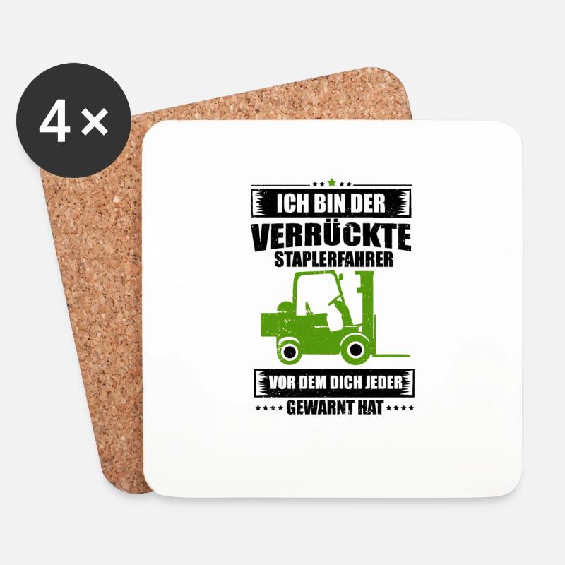 Staplerfahrer - Untersetzer (4er-Set) - Weiß