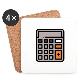 Calculatrice de poche - Calculatrice colorée - Dessous de verre (lot de 4) - blanc - Devant
