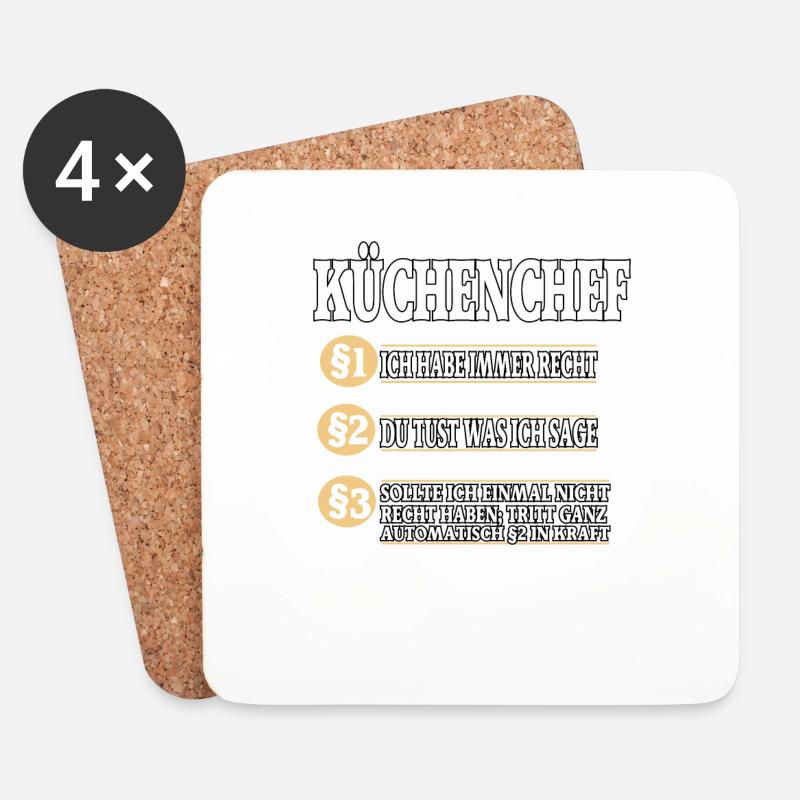 Küchenchef Koch Kochen - Untersetzer (4er-Set) - Weiß