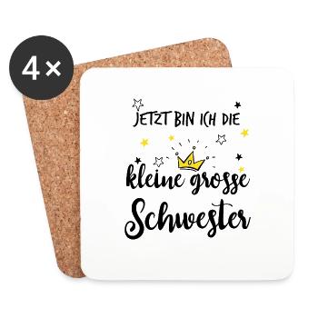Kleine große Schwester 2021 für Geschwister - Untersetzer (4er-Set) - Weiß - Vorne