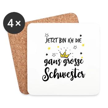 Ganz große Schwester 2021 für Geschwister - Untersetzer (4er-Set) - Weiß - Vorne