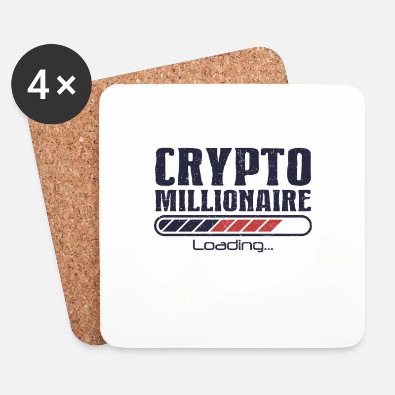 Crypto Millionär lustige Bitcoin Crypto - Untersetzer (4er-Set) - Weiß