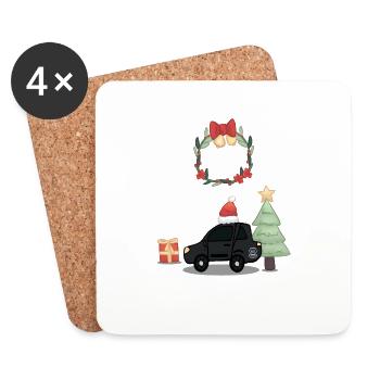 EVNotify Christmas Car - Untersetzer (4er-Set) - Weiß - Vorne