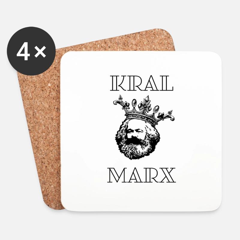 Karl Marx - KRAL Marx mit Krone - Untersetzer (4er-Set) - Weiß