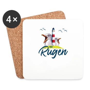 Rügen Insel Ostsee Urlaub Möwe Rüganer Geschenk - Untersetzer (4er-Set) - Weiß - Vorne