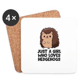Just a Girl Who Loves Hedgehogs Kids Hedgehog Girl - Untersetzer (4er-Set) - Weiß - Vorne