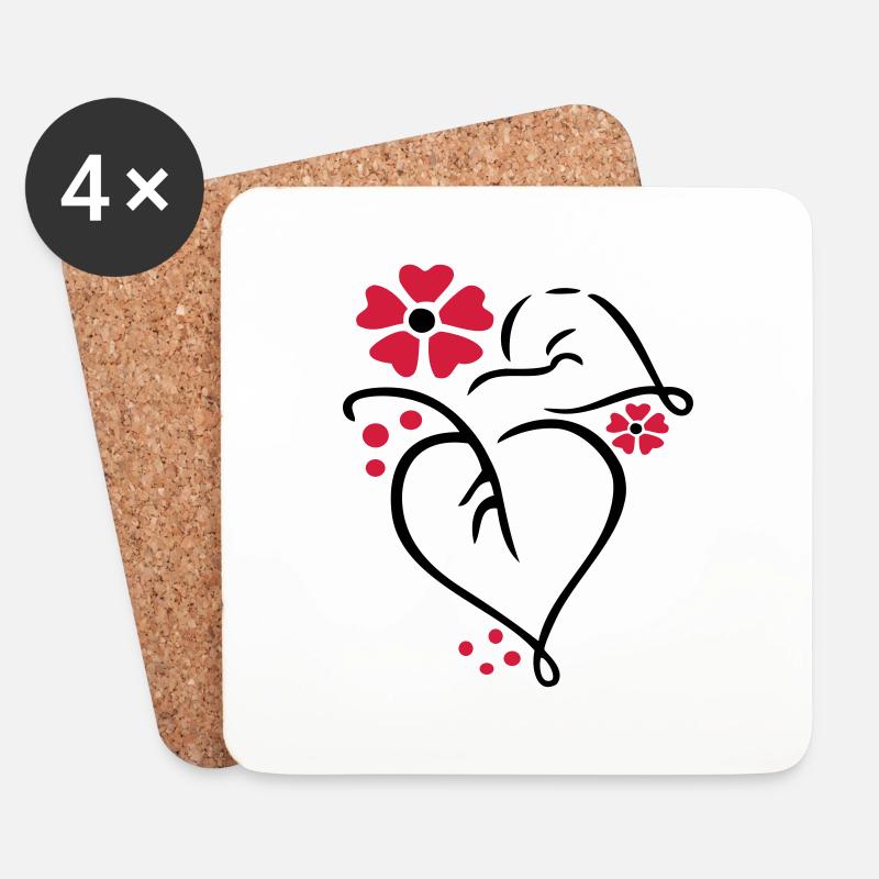 Naturfreund, Blumen - Untersetzer (4er-Set) - Weiß