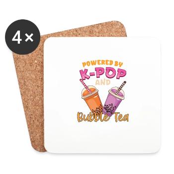 Propulsé par KPOP et Bubble Tea ... K-Pop - Dessous de verre (lot de 4) - blanc - Devant
