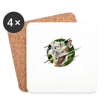 Mama Koala Bär mit Baby - Untersetzer (4er-Set) - Weiß - Vorne