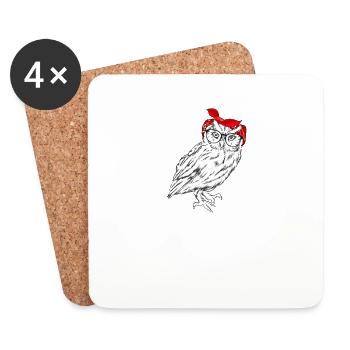 ich mag halt Eulen ok süßes Eulen Geschenk - Untersetzer (4er-Set) - Weiß - Vorne
