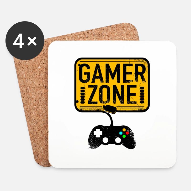 Cooles Gamershirt GAMERZONE - Untersetzer (4er-Set) - Weiß
