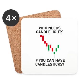 Candlesticks Stock Market Funny Trading Share - Coasters (set of 4) - white - Front