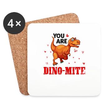 Dino You are Dino-Mite - Untersetzer (4er-Set) - Weiß - Vorne