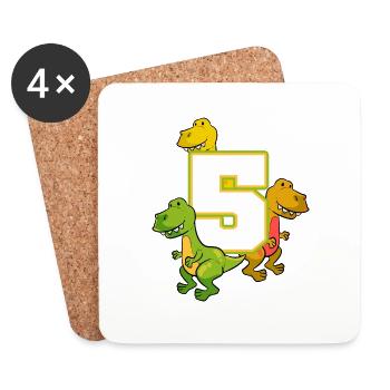 5 years birthday dinos boys dinosaurs - Coasters (set of 4) - white - Front