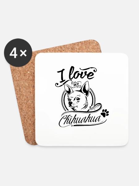 Chihuahua Motiv - I Love my Chihuahua - Untersetzer (4er-Set) - Weiß