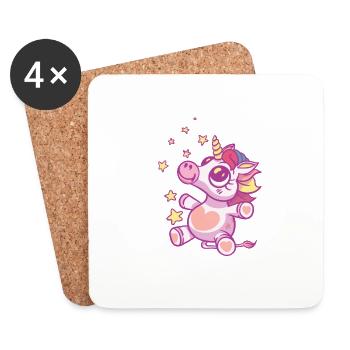 Bébé Licorne - Bébé Unicorn - Dessous de verre (lot de 4) - blanc - Devant