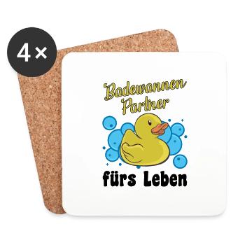 Badewannen Partner Gummiente Badeente Gelbe Ente - Untersetzer (4er-Set) - Weiß - Vorne