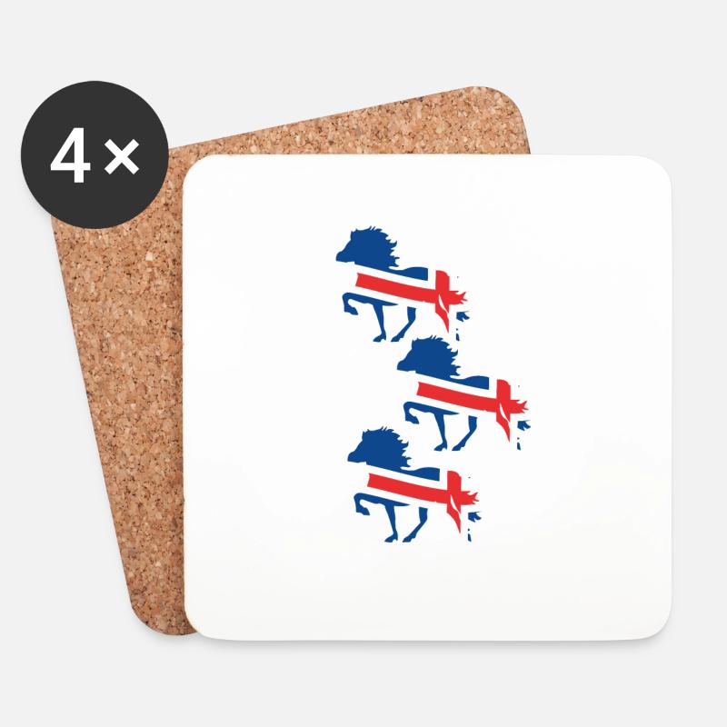 Islandpferd Flagge - Untersetzer (4er-Set) - Weiß