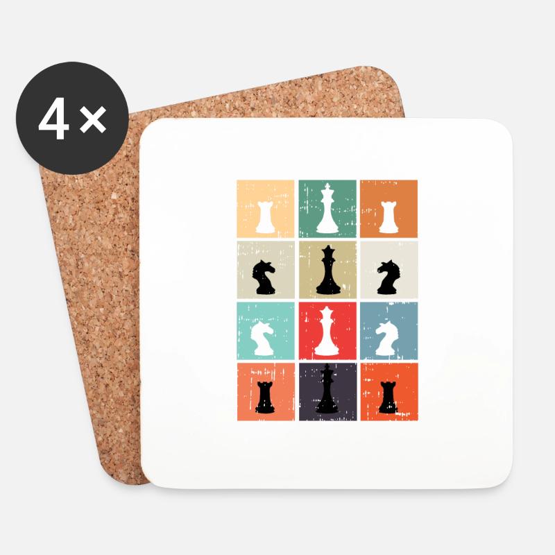 Schach Schachbrett König Königin Springer Geschenk - Untersetzer (4er-Set) - Weiß
