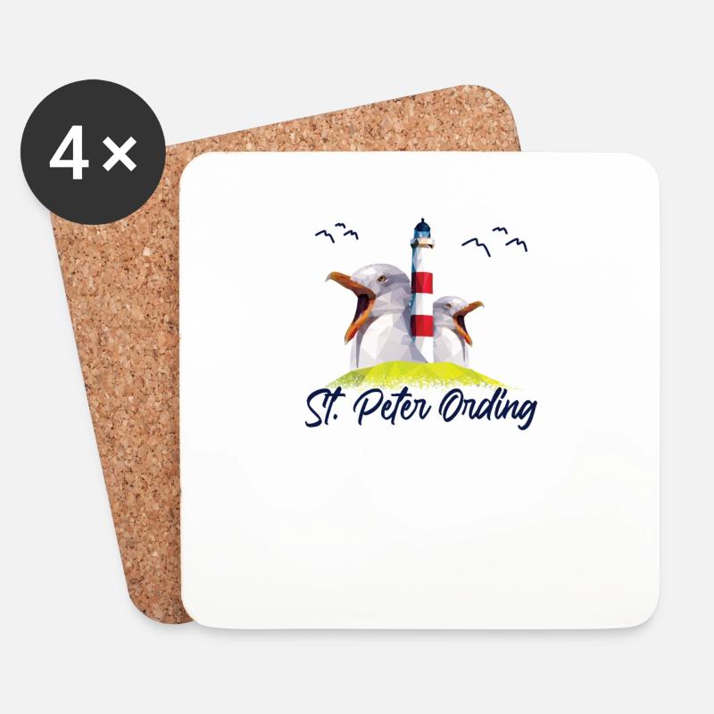 St. Peter Ording Nordsee Strand Urlaub Geschenk - Untersetzer (4er-Set) - Weiß