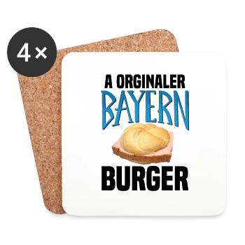 Bayern Leberkäse Fleischsemmel Leberkassemmel - Untersetzer (4er-Set) - Weiß - Vorne