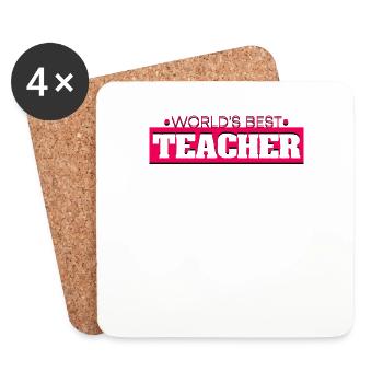 Worlds Best Teacher Best Teacher in the World - Coasters (set of 4) - white - Front