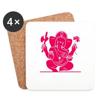 Ganesha God Hindu Hinduism - Coasters (set of 4) - white - Front
